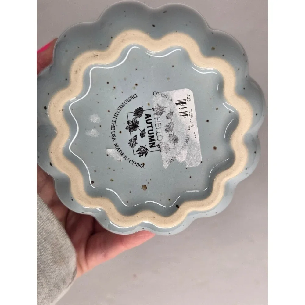 10 Strawberry Street Blue Speckled Ceramic Pumpkin‎ Shaped Canister Jar Fall
